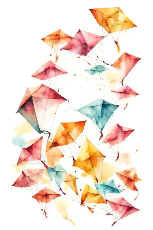 kites with color tattoo design idea