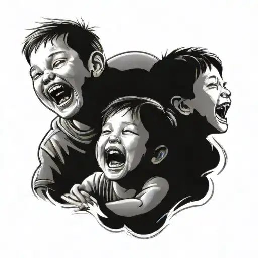 grandchildren laughing tattoo design idea