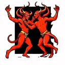 Devil dancing together tattoo design idea