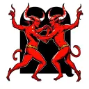 Devil dancing together tattoo design idea