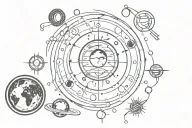 earth moon and sun orbits small symbols tattoo design idea