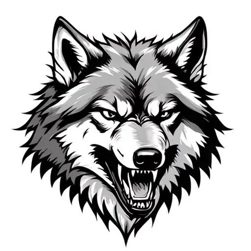 snarling wolf head tattoo design idea