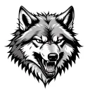 snarling wolf head tattoo design idea
