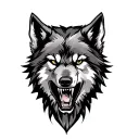 snarling wolf head tattoo design idea