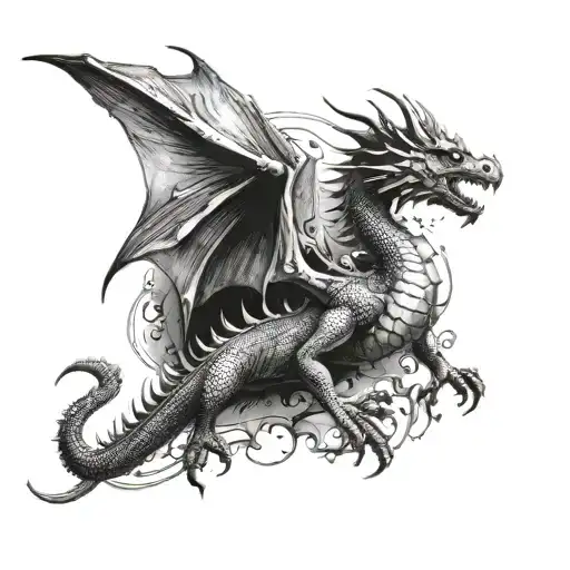 dragon flying tattoo design idea
