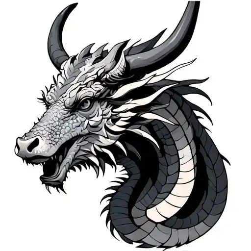 ox and dragon combo tattoo design idea