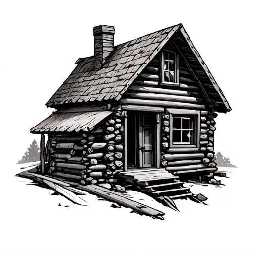 carpenter building cabin tattoo design idea