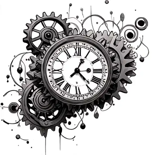 clock gears tattoo design idea