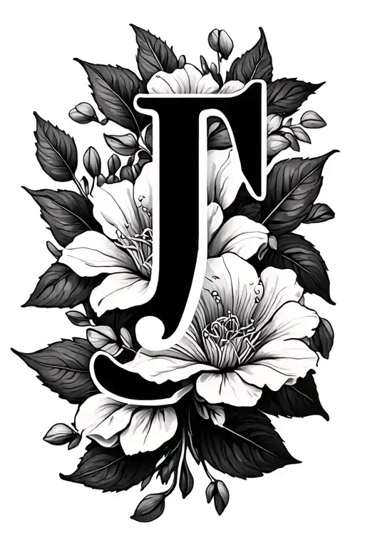 flour de lei with letter j tattoo design idea