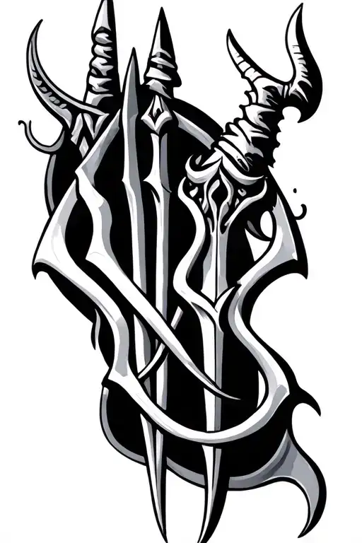 trident with mom and dad tattoo design idea