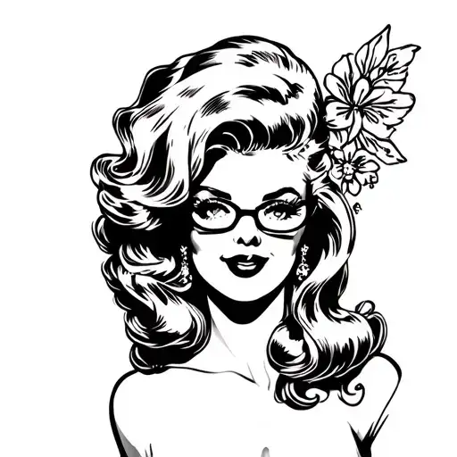 pinup,blonde woman,boxer,glasses tattoo design idea
