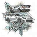 tattoo sketch sleeve in jdm style nissan skyline gt-r whith toyota supra tattoo design idea