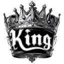 king crown on the cursive word king Gemini theme  tattoo design idea