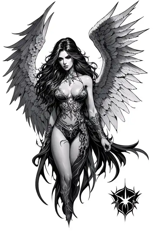 good vs evil witchblade angel tattoo design idea