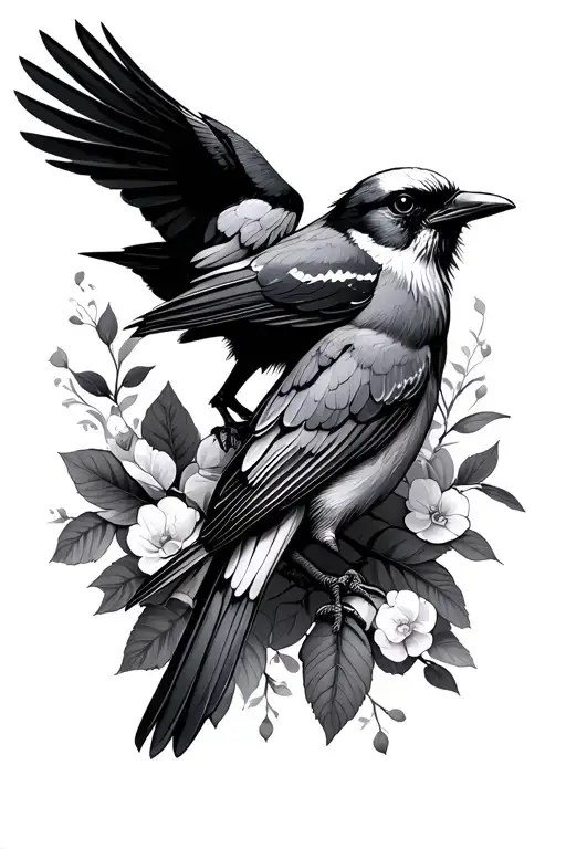 mockingbird & the crow tattoo design idea