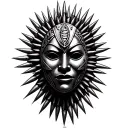 African war mask adorned in bullets forming tattoo design idea