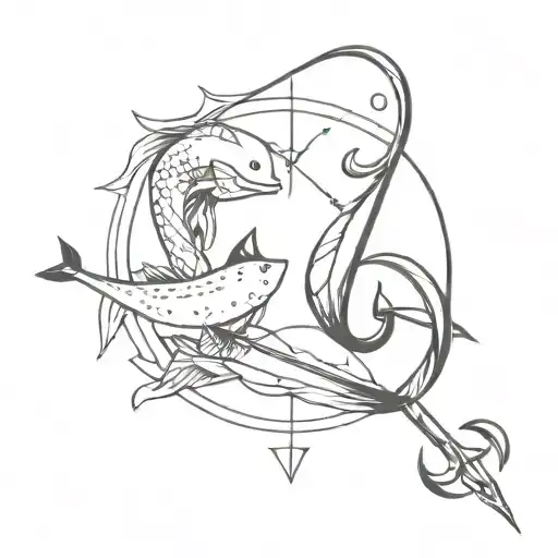 Pisces and Sagittarius sign tattoo tattoo design idea
