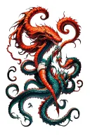 red siren fighting the last kraken from final fantasy 7 tattoo design idea