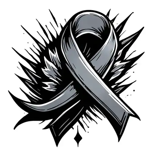 cancer ribbon wrapped tattoo design idea