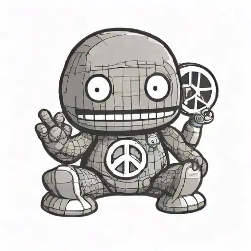 little big planet sack boy peace sign tattoo design idea