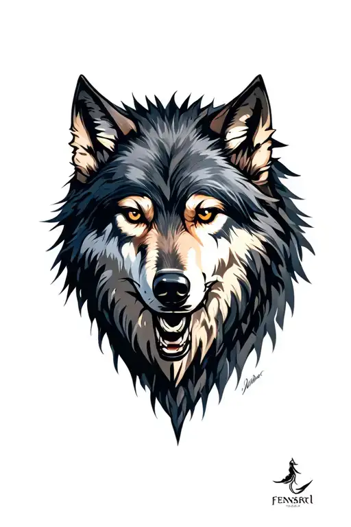 fenrir viking norse wolf tattoo design idea