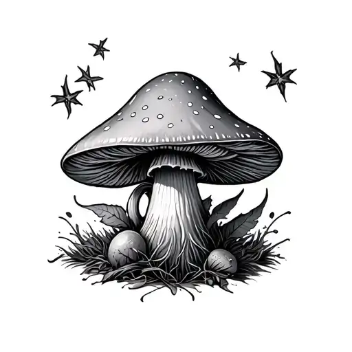 mushroom and elf tattoo design idea