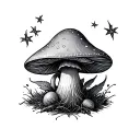 mushroom and elf tattoo design idea