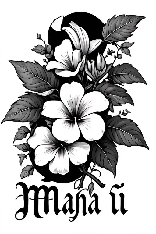"Mahlí" morning glory with lily flower and vines tattoo design idea