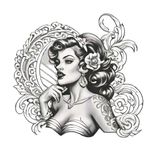 pinup girl redneck nude tattoo design idea