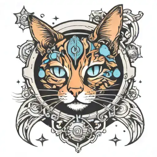 space cat tattoo design idea