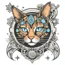 space cat tattoo design idea