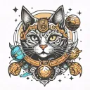 space cat tattoo design idea