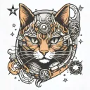 space cat tattoo design idea