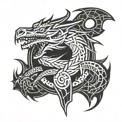 skyrim dragon logo tattoo design idea