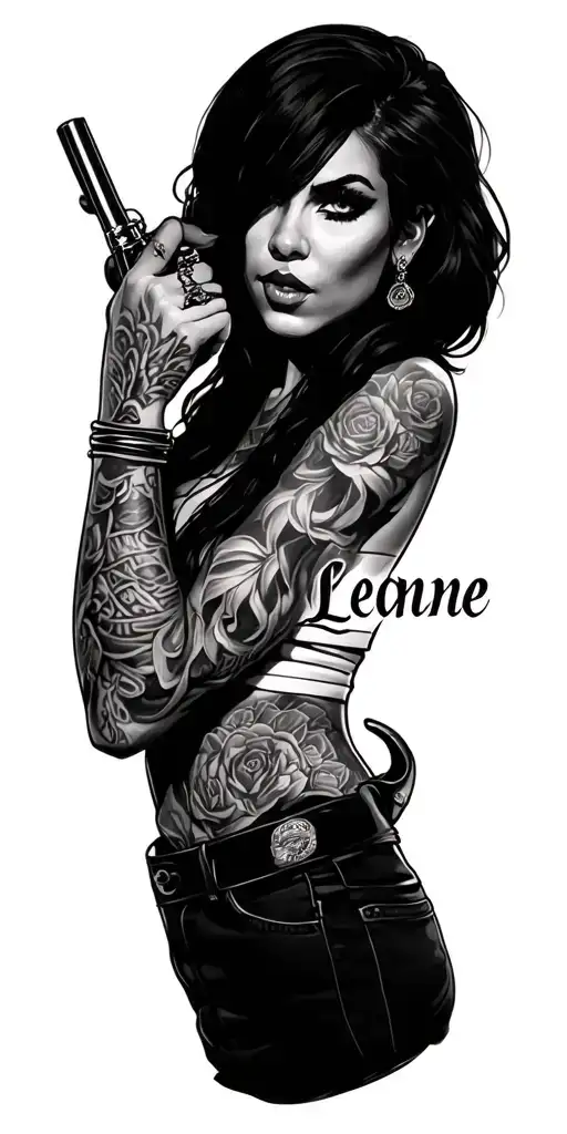 gangster tattoo with name leanne tattoo design idea
