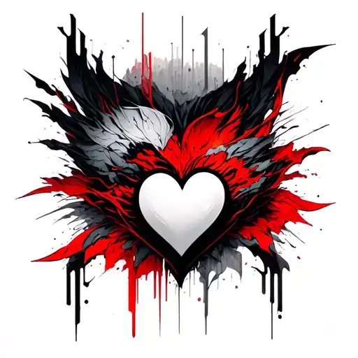 cybersiglism layered red and black with heart under boob tattoo design idea