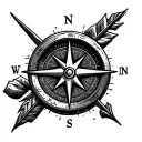 compass arrow mountain  tattoo design idea