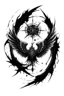 High contrast brush-like strokes dark aesthetic surrealist gothic blackwork wings ornamental abstract sigilism tattoo design idea