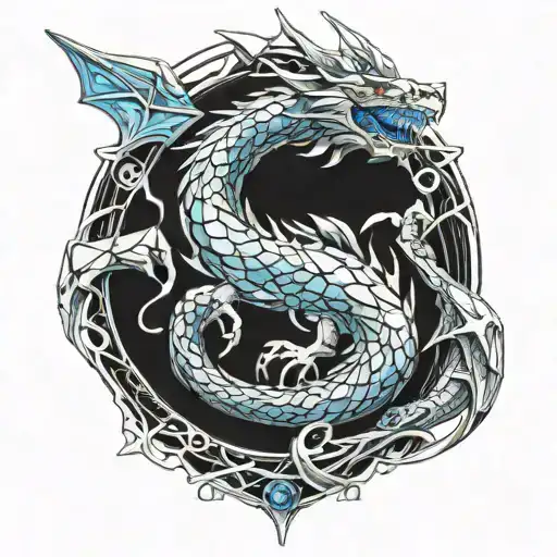 Blue eyes white dragon cybersigilism design inspired tattoo design idea