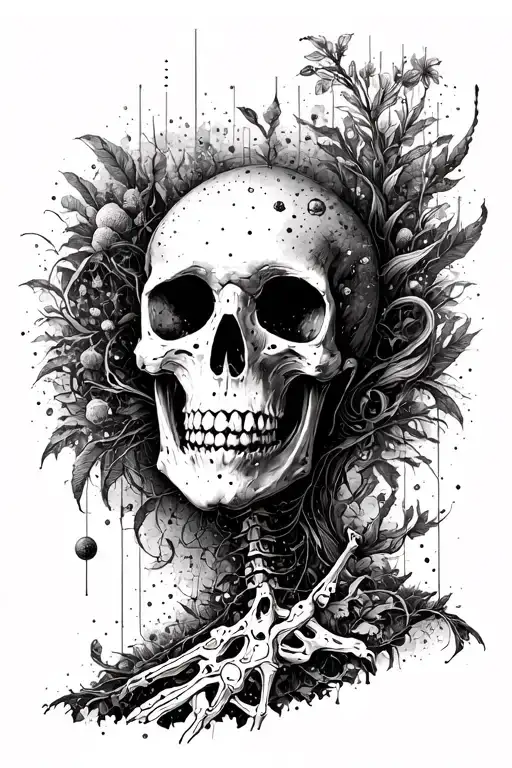bones and space sleeve filler tattoo design idea