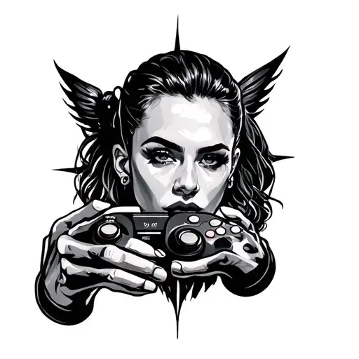 non binary gamer, trans man artist, and female barber tattoo design idea
