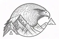 mountain line inside falcon shape tattoo design idea
