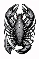 crawfish holding viking weapon tattoo design idea