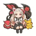 loona from helluva boss with a stolas soft toy tattoo design idea