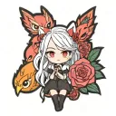 loona from helluva boss with a stolas soft toy tattoo design idea