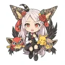 loona from helluva boss with a stolas soft toy tattoo design idea