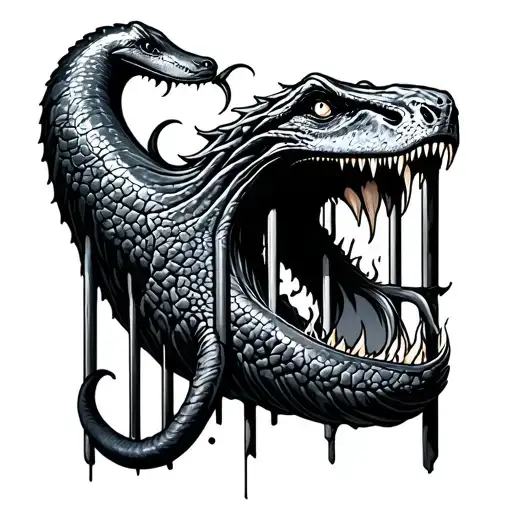 loch ness monster leaving prison bars line tattoo tattoo design idea