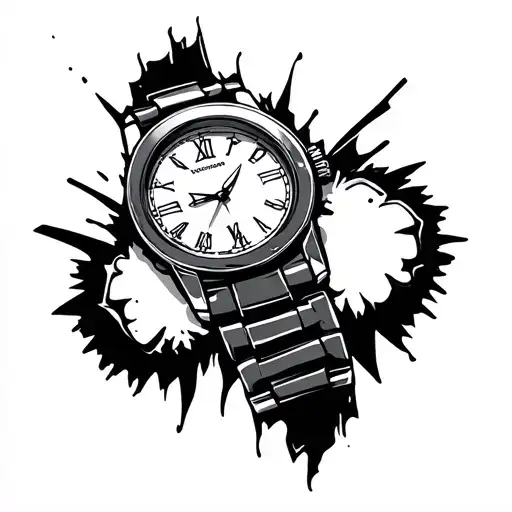 I stopped watch broken and healed tattoo design idea