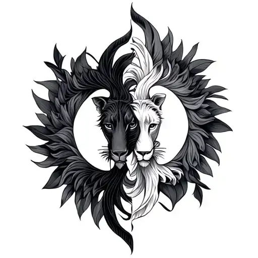 libra and leo star sign intertwined tattoo design idea