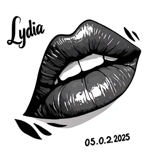 "Lydia 05.02.2025" Kissy Lips tattoo design idea